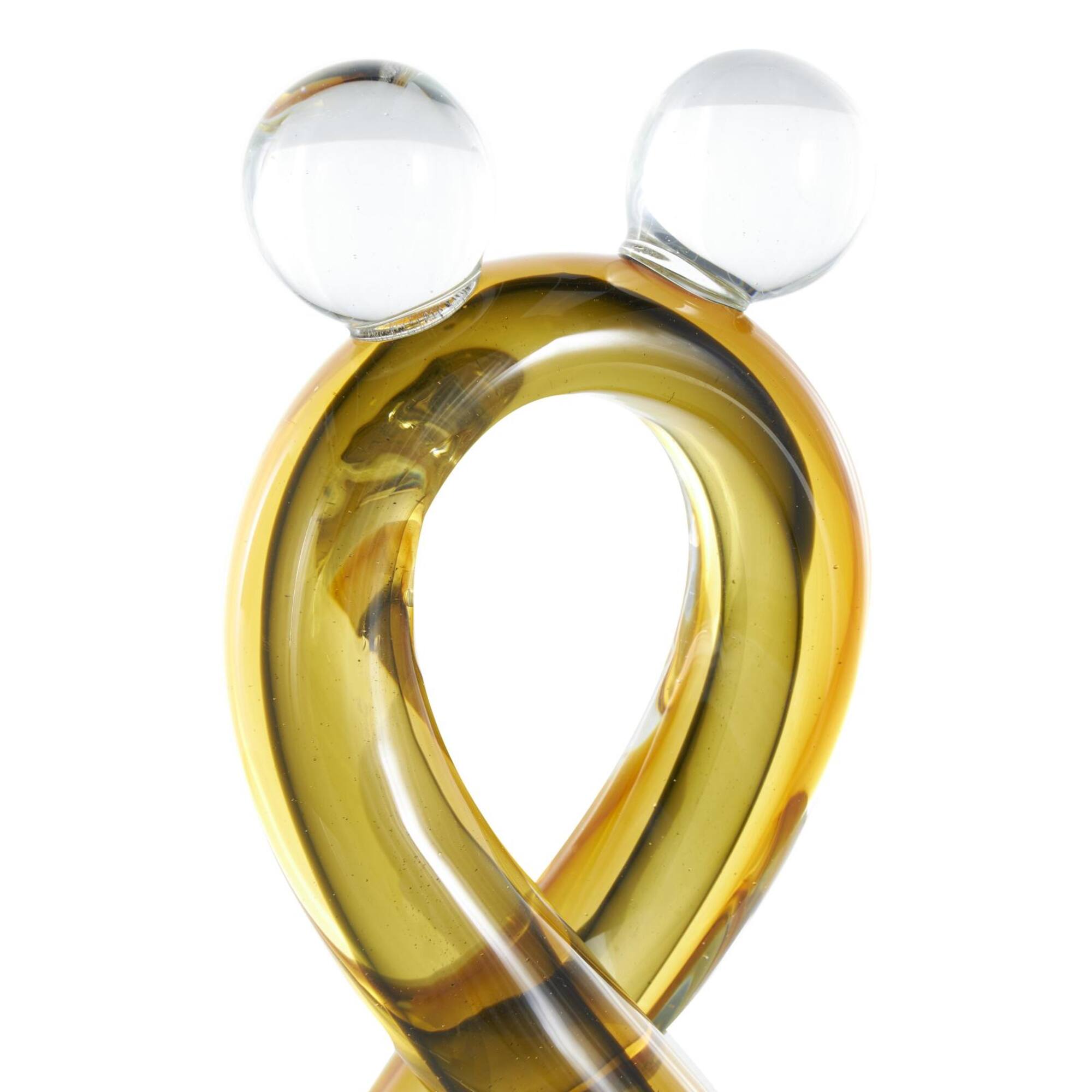 12" Amber Yellow Glass Abstract Infinity Sculpture
